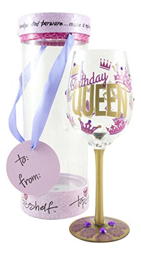 Copa De Vino Decorativa  Birthday Queen  Repisa Superio...