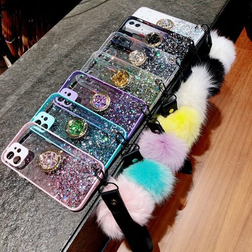 Funda Para Teléfono Samsung Galaxy A73 5g/a04/s23 Con Soporte Anular Y Correa Para La Muñeca, Funda Con Purpurina