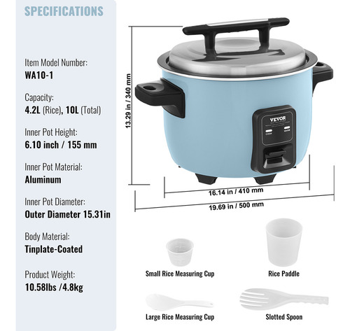 Vevor Olla Arrocera Electrica Comercial 60 Tazas 13l