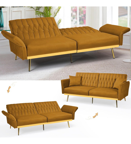Sofa Cama Terciopelo Biplaza Ajustable Convertible Acmease