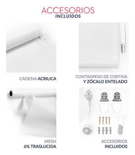 Cortina Roller Sunscreen 140x140 Cm Coversun Traslucida Sunscreen Mesh 6% / 10% Blanco, Facil Instalacion, Tela Pvc Resistente, Soportes Metalicos, 140 Ancho X 140 Alto Blanco