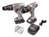 Comprar 2 Taladros Percutor Atornillador 18v +2 Baterias + Maletin Color Gris Frecuencia 50hz