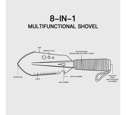 Pala Manual Multiherramienta 8 En 1 Para Acampar Al Aire Lib