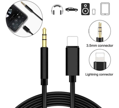 Cable Adaptador Lightning A Auxiliar 3.5 iPhone Para Carro