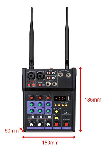 Consola Mezcladora De Audio De 4 Canales Micrófonos De 2