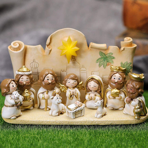 Resina Natividad Figuras Pesebre Miniaturas Estatua Mesa