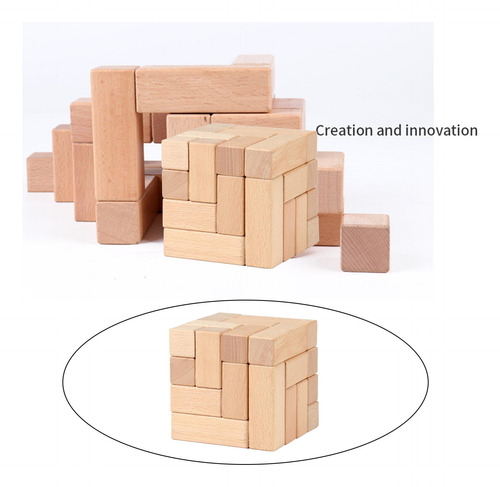 Puzzle Cube Building Blocks Alivio Del Color De Madera