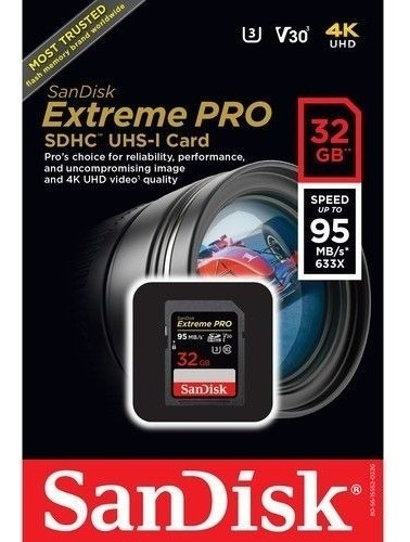 Tarjeta De Memoria Sd Sandisk Extreme Pro 32 Gb 4k U3 Udh