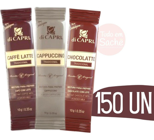 Chocolate + Cappuccino + Café Com Leite Sache Em Pó 150u
