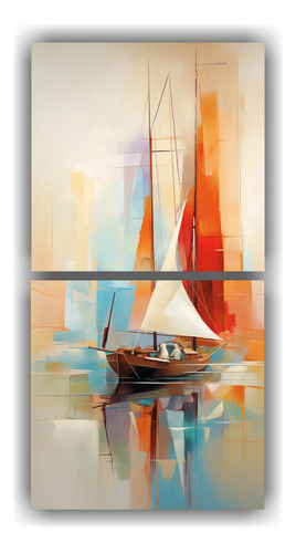 160x80cm Cuadros Abstractos Barcos Colores Brillantes Flores