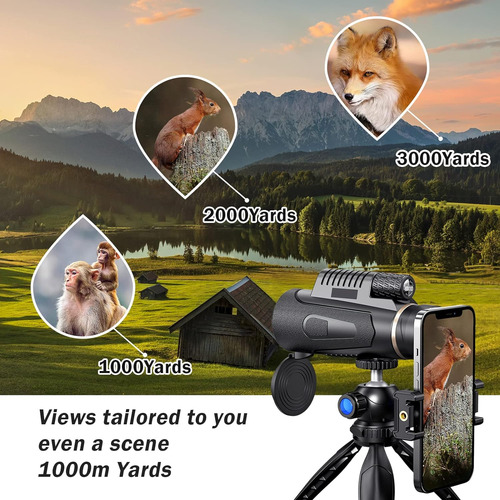 Telescopio Monocular De 80x100, Con Adaptador De Teléfono In