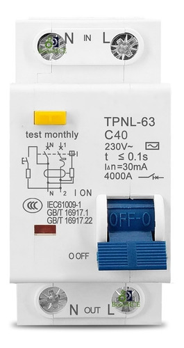 Disjuntor Dr Bipolar Fuga Diferencial Residual 2p 40a 30ma