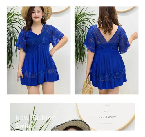 Hu . Traje De Baño Para Gorditas Curvy Blusón Falda Y Short