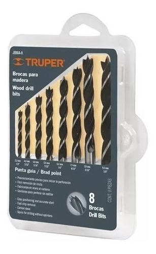 Imagen 1 de 1 de Juego De 8 Brocas Para Madera