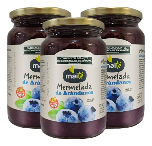 Mermelada Arandanos Maite Sin Azucar Agregada 360gr Pack X3