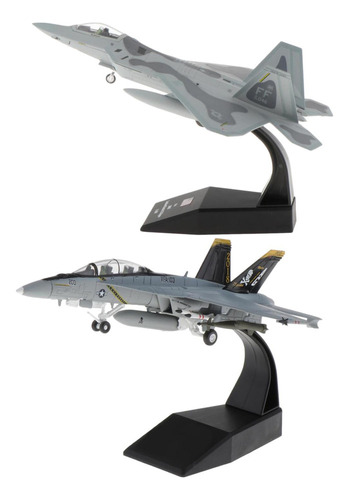 2x 1: 100 F-22 Plane & F / A-18 Strike Diecast Modelo