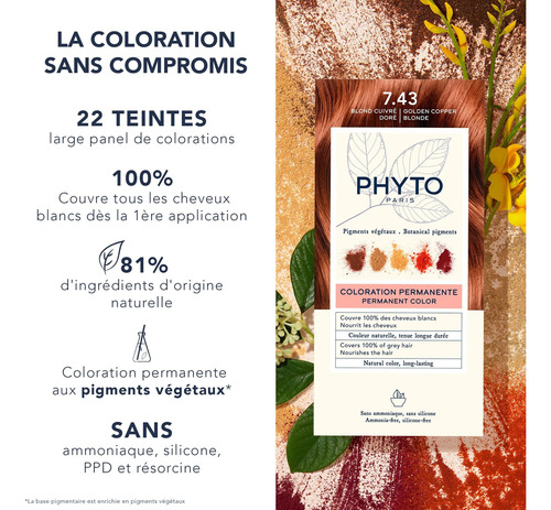 Cor De Cabelo Permanente Phytocolor, Loiro Dourado Cobre 7,4