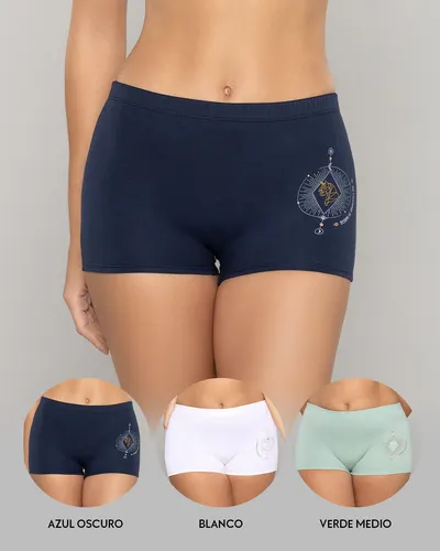 Trio Bóxer Alto, Estampado Para Mujer Ref. 8304