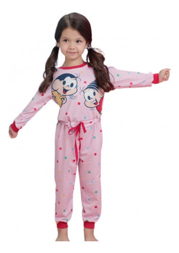Imagem 1 de 3 de Macacão Pijama Infantil Inverno Mon Sucré 18002 Mônica Rosa