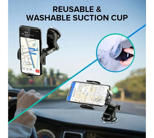 Imagen 7 de 8 de Soporte Porta Celular 360º Firme Auto Escritorio Vimi