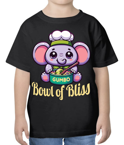 Playera Diseño De Gumbo Tazón De Felicidad - Elefante Tierno