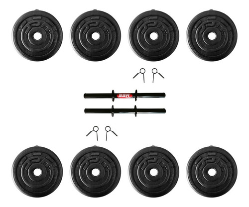 Set De Mancuernas Ajustables De 40 Kg Discos Intercambiables Color Negro