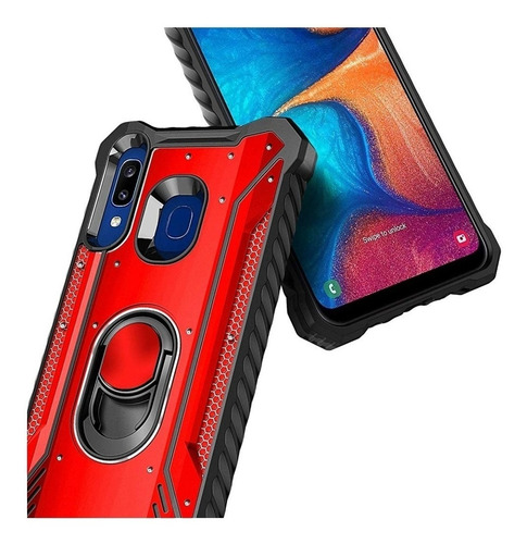 Imagen 4 de 4 de Case Galaxy A30 A20 C/ Vidrio C/ Parante Híbrida Metal + Pc