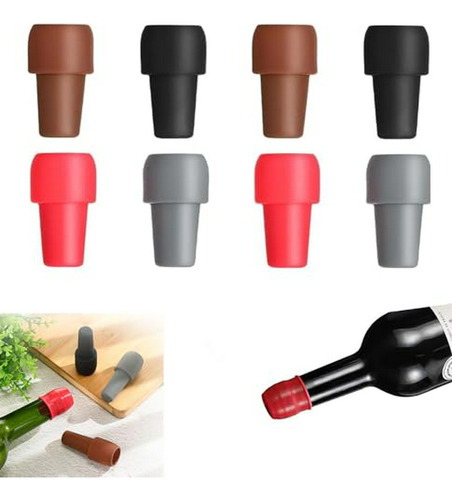 8 Tapones De Silicona Para Botellas De Vino, Sellador De Vin