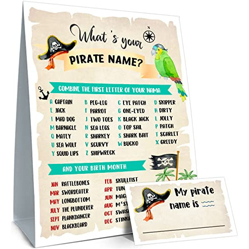 Juego De Actividades De  ¿cuál Es Tu Nombre De Pirata...