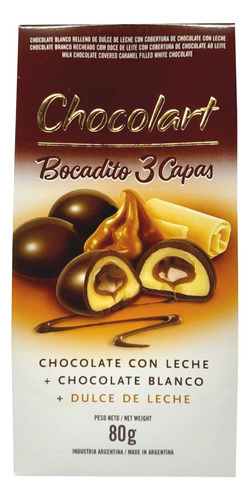 Chocolart Bocadito Tres Capas 80g Bombón Premium Snack