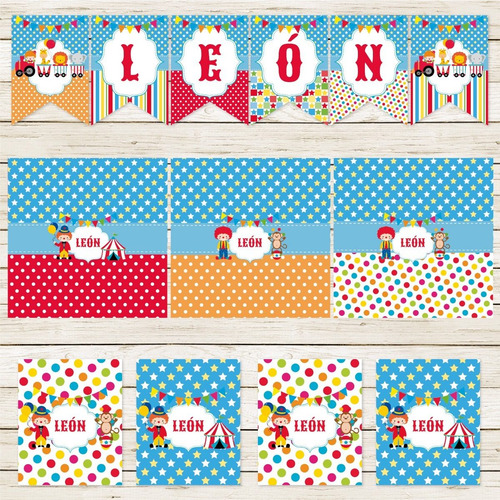Kit Imprimible Circo Tren Payaso Colorido Animales