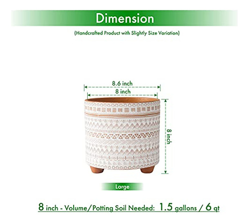 Maceta D'vine Dev De 8 Pulgadas De Terracota, Diseño Geométr