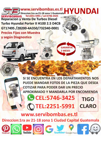 Venta De Turbos Hyundai Porter Ii H100 2.5 D4cb  Gt1749s