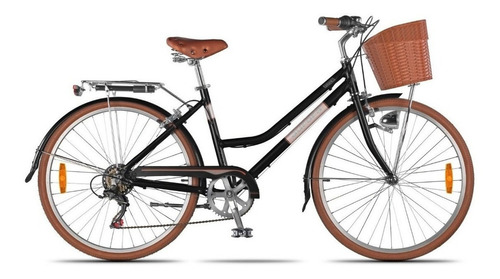 Bicicleta paseo Aurora Paseo Vita - Retro R26 6v frenos caliper cambio Shimano Tourney Index color negro con pie de apoyo  