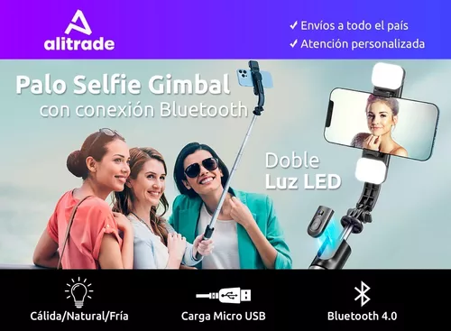 Palo Selfie Doble Luz Led Bluetooth Celular Tripode