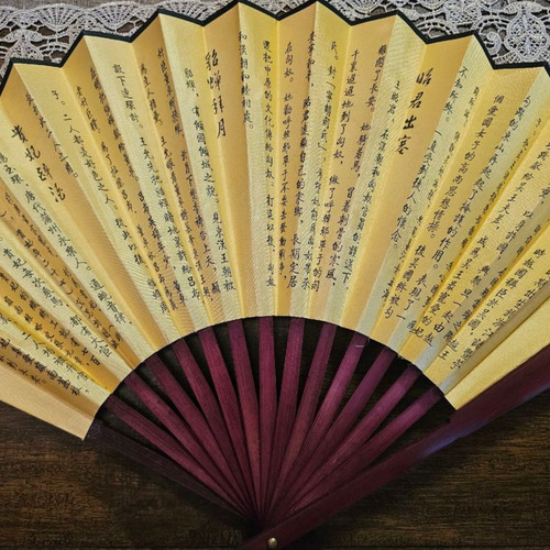 Kit 3 Leques Dobrável Bambu Cosplay Chinês Japão Kung Fu