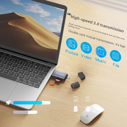 Lector De Tarjetas Usb 3.0 Adaptador Tipo Otg De Alta Veloci