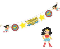 Comprar Guirnalda De Figuras Cumpleaños Mujer Maravilla Rojo Mujer Maravilla