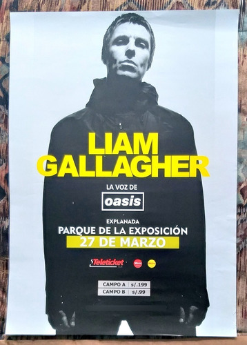 Póster Liam Gallagher Concierto Lima Oasis Britpop