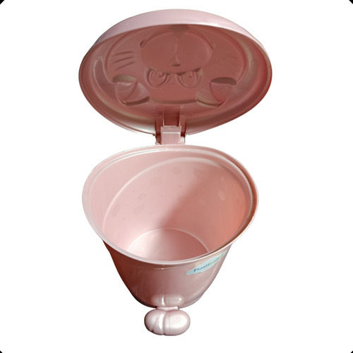 Lixeira Pedal Quarto Infantil Azul Rosa Gatinho 8 Litros Cor Rosa-claro