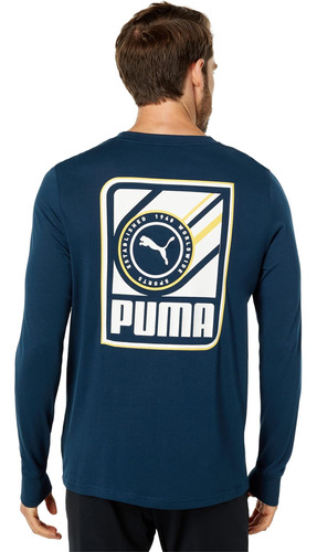 Puma Worldwide Camiseta De Manga Larga Azul Marino Md