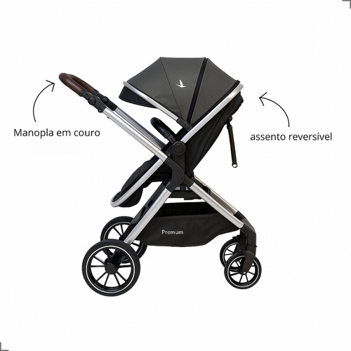 Carrinho De Bebê Moisés Com Bebê Conforto Kansas Preto/prata