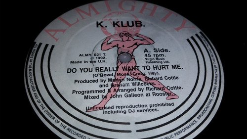 K Klub Do You Really Want To Hurt Me Vinilo Maxi Uk 1992