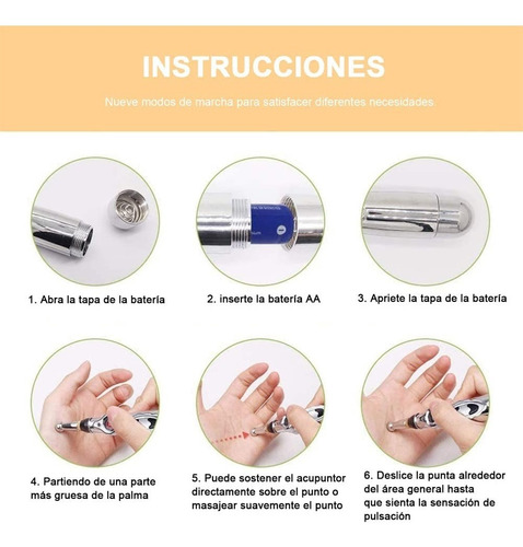 Pluma Acupuntura Masajeador Electrónica Para Alivio De Dolor