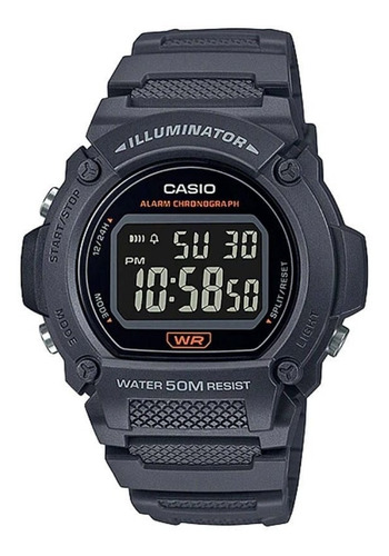 Reloj Casio W-219h-8b Cronometro Luz Alarma Sumergible 50m