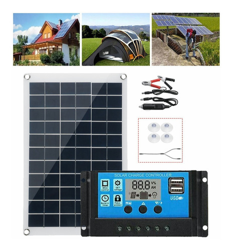 Kit De Panel Solar De 100w + Controlador Solar Cc 2 En 1