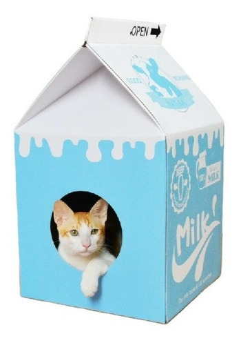 Casa Cama Para Gatos Bote De Leche Azul