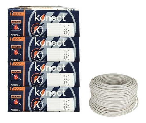Cable Electrico Cca Konect Calibre 8 Blanco 100 Metros 4 Pzs