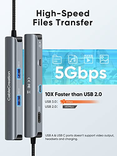 Adaptador Multipuerto Usb C Hub, Hub Usb-c 6 En 1 Cablecreat
