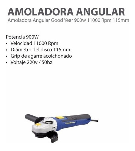 Imagen 2 de 5 de Amoladora Goodyear Gy-ag-50120 900w 11000 Rpm Pintumm